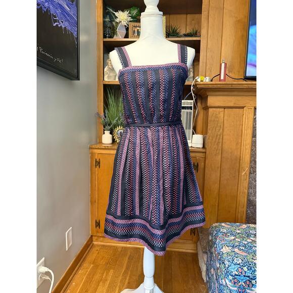 Marc by Marc Jacobs Silk Knee-Length Striped Dotted Pattern Dress Sz. 2 - Picture 1 of 8